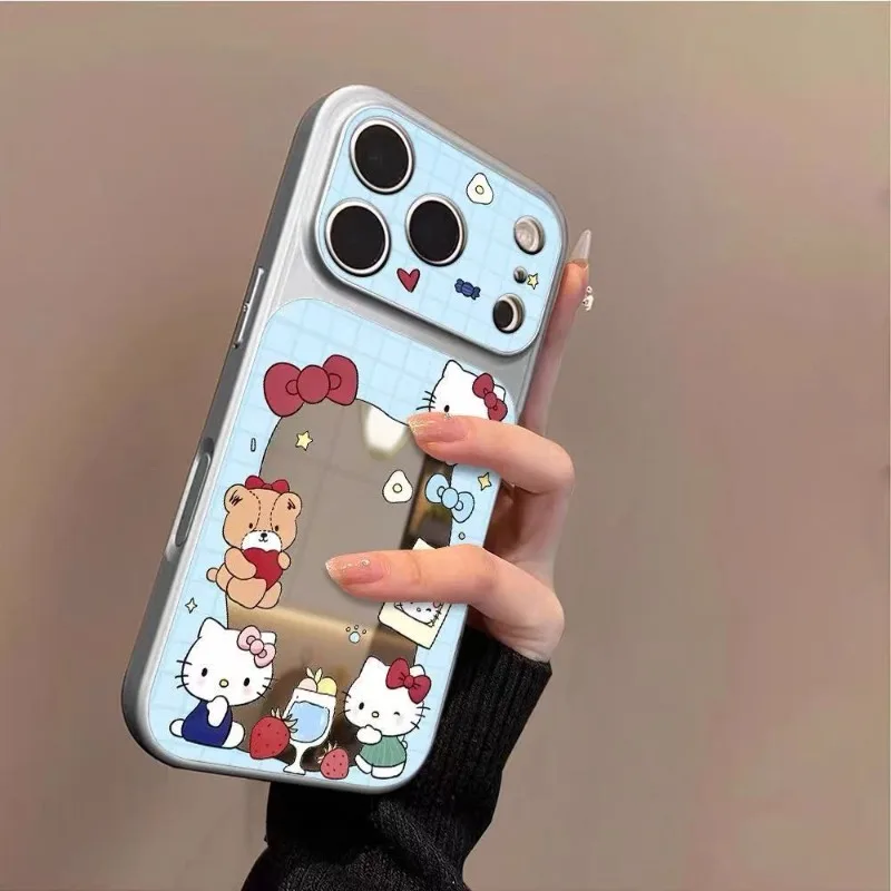Sanrio Hello Kitty Change in Seconds Lange Mirror Mobile Phone Case Applicable To Apple 17promax 16 All Inclusive15 Magnetic 13