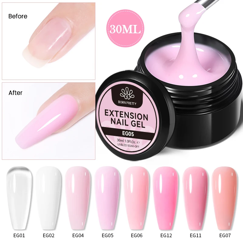 ŻEL DO NAILA BORN PRETTY 30ml, TWARDY ŻEL TRANSPARENTNY, NAKRÓŻNIKOWY RÓŻ, MLECZNY JELLIOWY BIAŁY ŻEL UV DO PRZEDŁUŻENIA, KOLOROWY ŻEL DO ZAKOŃCZENIA, ZMIERZYSTY ŻEL DO BUDOWY