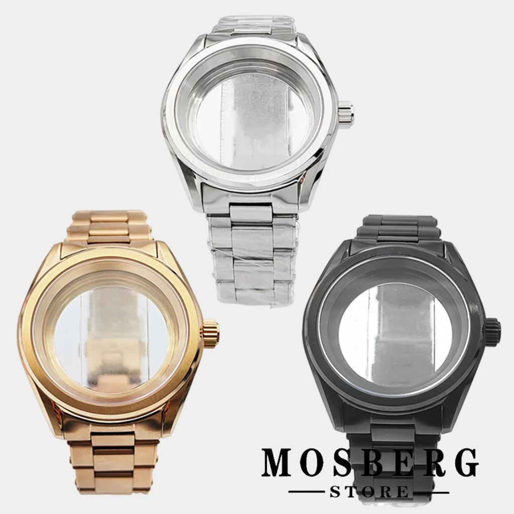 

NH35 38mm Watch Case Rose Gold With Strap Sapphire Glass For NH35 NH36 ETA2824 PT5000 Movement Accessory Part