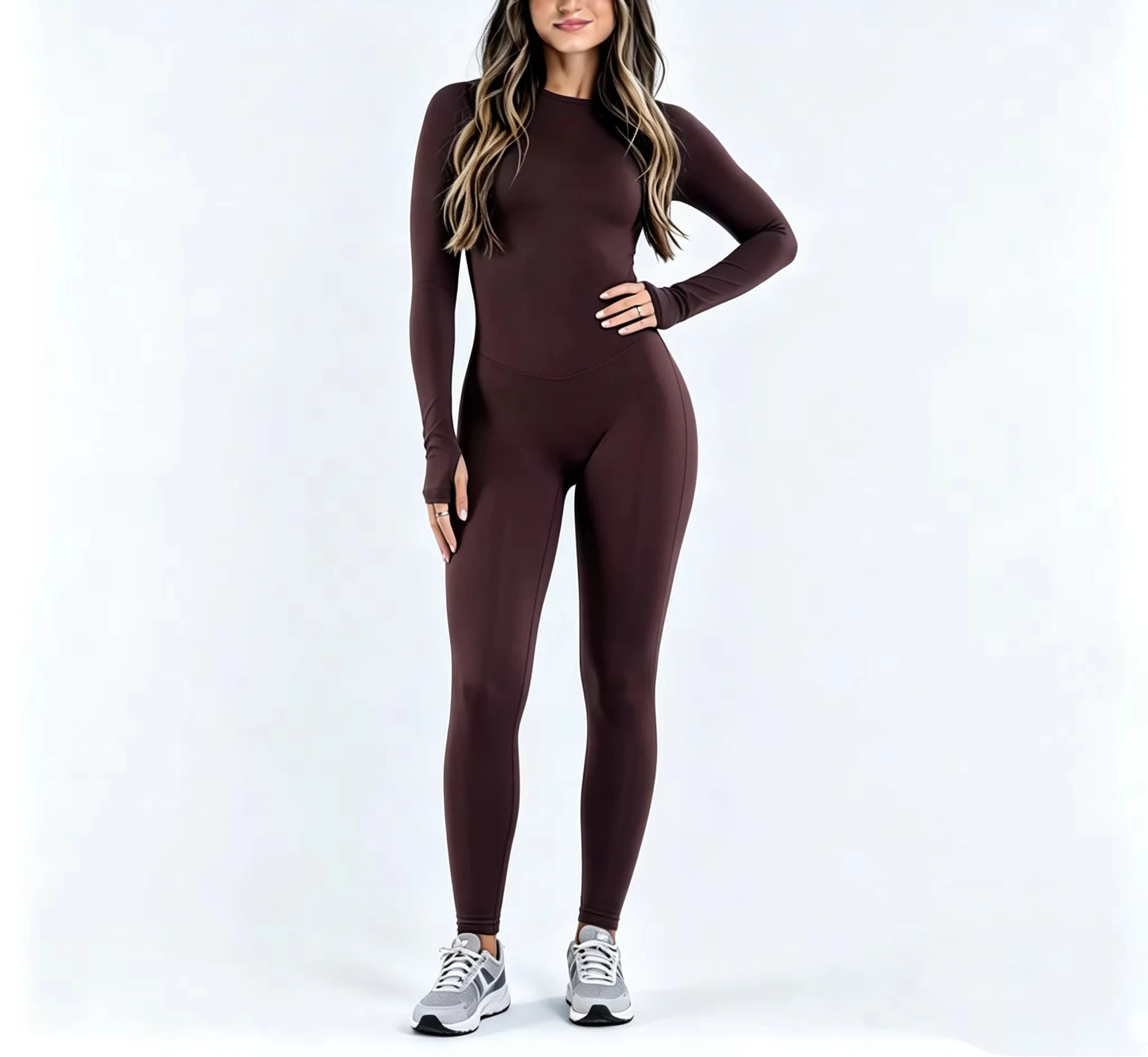 Impact Langarm-Hose Einteiler-Jumpsuit für Damen Rückenfrei Schlanke Passform Elastische Bauchkontrolle Yoga Fitness Sport Workout Bodysuit – Detail 8