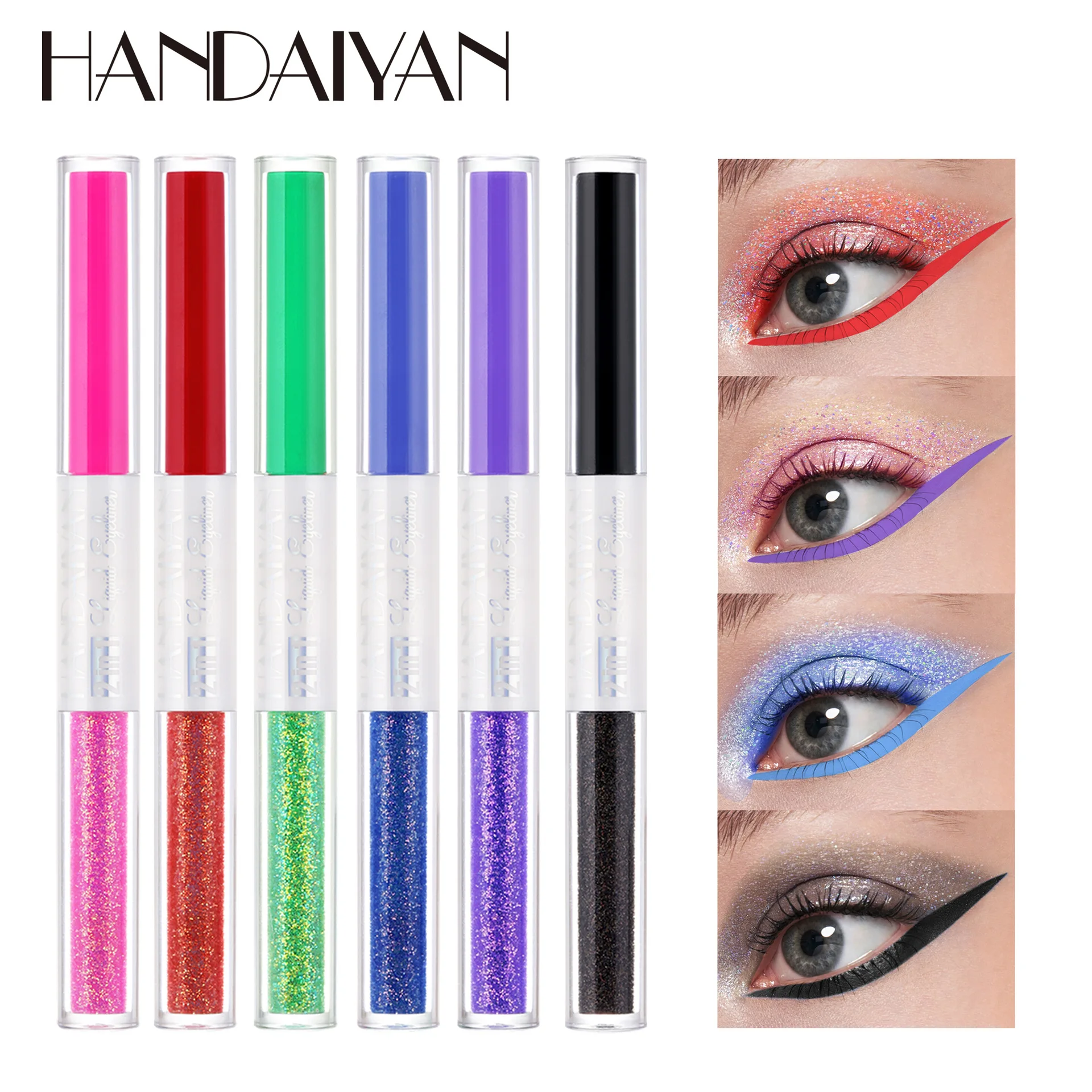 New 12 Color Double Head Eyeliner Eye Shadow Set Lasting Waterproof Shimmer Glitter Fashion 2 in 1 Liquid Eye Shadow Cosmetics