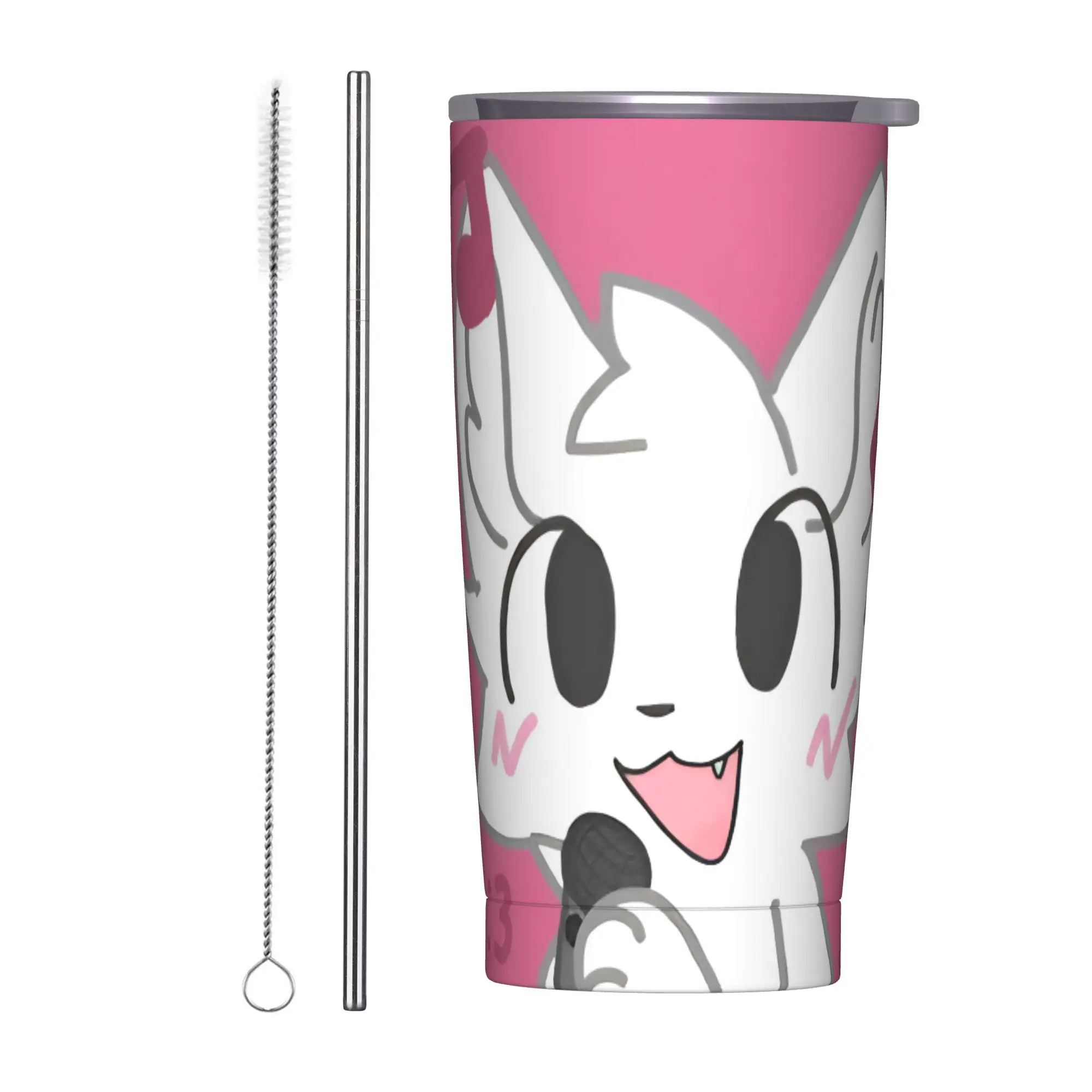 Boykissers Silly Cat Insulated Tumbler with Straws Lid Game Stainless Steel Coffee Mugs Double Wall Hot Cold Drink Cup, 20oz