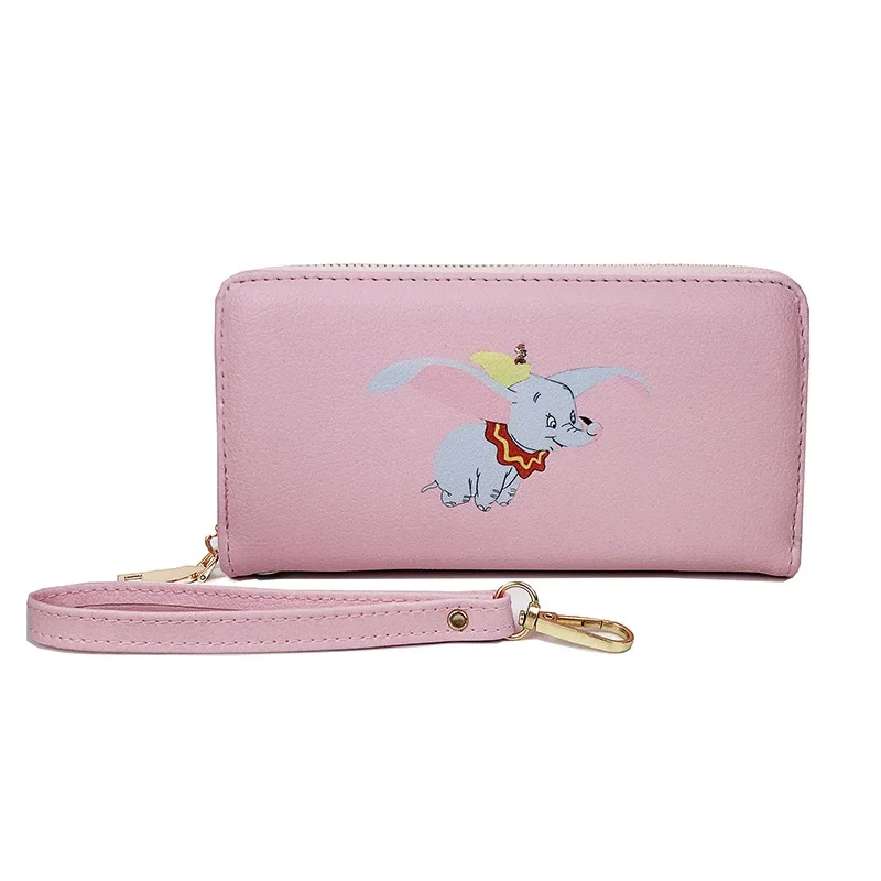 Disney Stitch Lady Dumbo Coin Bag Pu Princess Handbag Long Zipper Wallet Mermaid Cartoon Card Holder