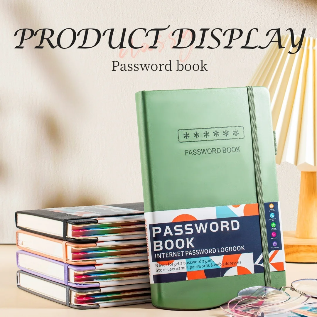 Password Book Internet Password Logbook With Stickers A5 230 Pages Leather Cover Notebook For Website Account Login Organizer