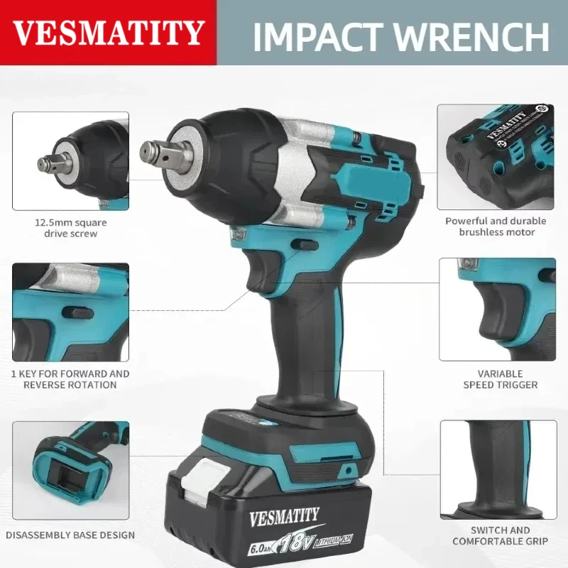 Cordless DTW700 Drill Screwdriver Fast Delivery Large Torque Power Tool  For 18V-20VBattery - view 3