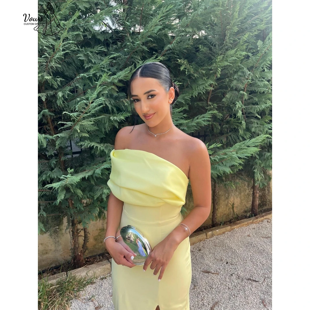 Vows-vestido de noche con hombros descubiertos para mujer, vestidos elegantes hechos a medida para mujer, vestidos de fiesta de boda para mujer, graduación con abertura 2025