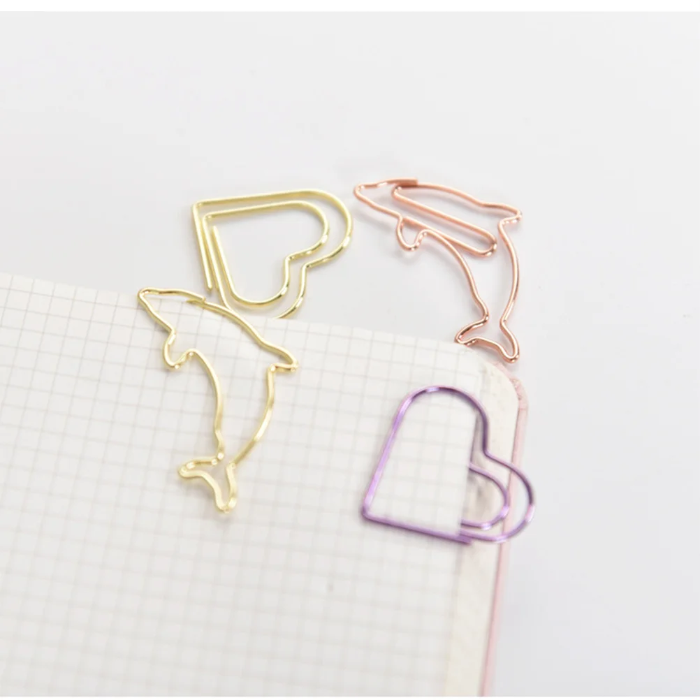 20PCS Creative Metal Paper Clip Heart Shape Paper Pin Simple Note Clips Portable Office Clamp ( )
