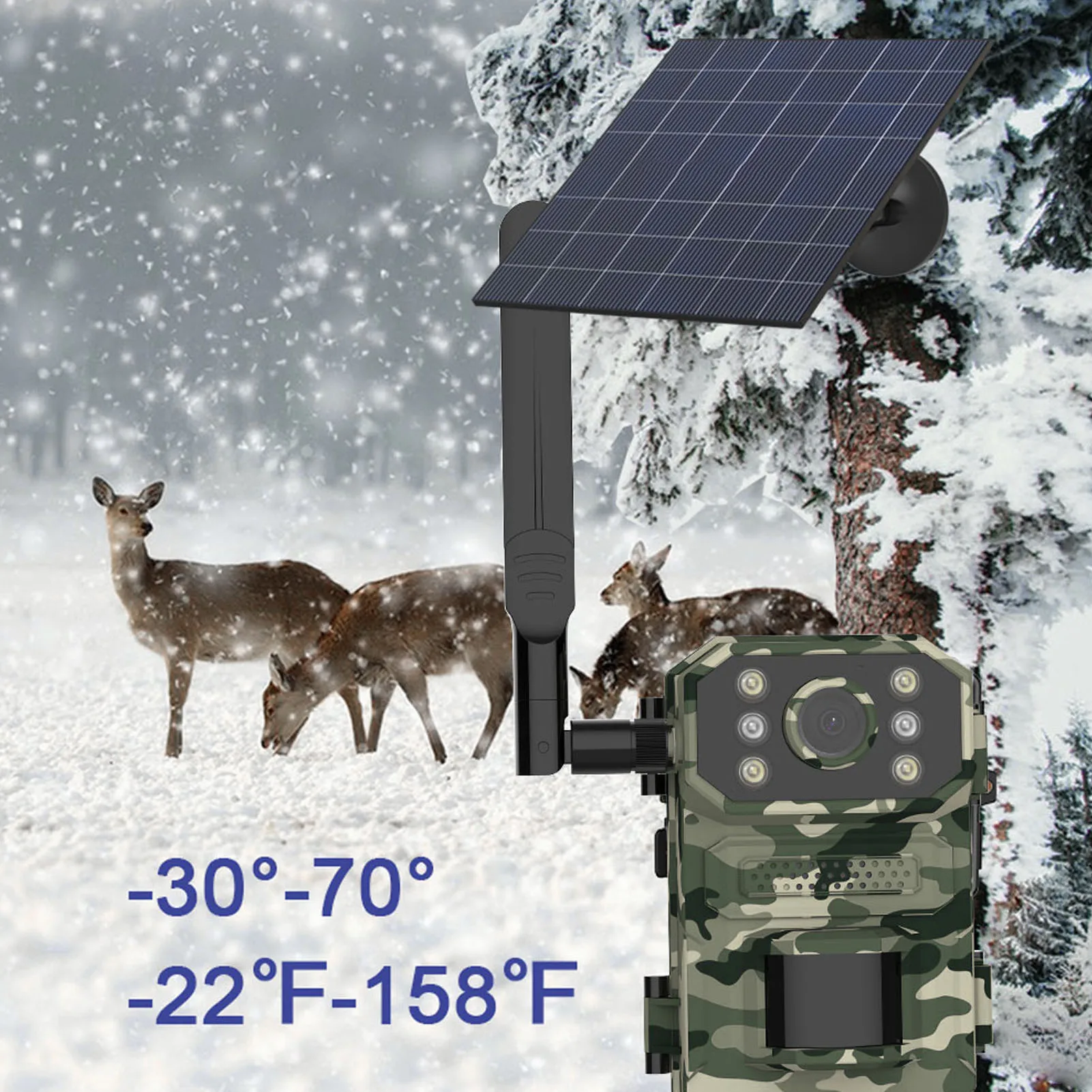 

Trail Camera Game Motion Detection 14MP Solar Powered IP66 Waterproof 120° Wide Angle Hunting Camera Night Vision for Outdoor