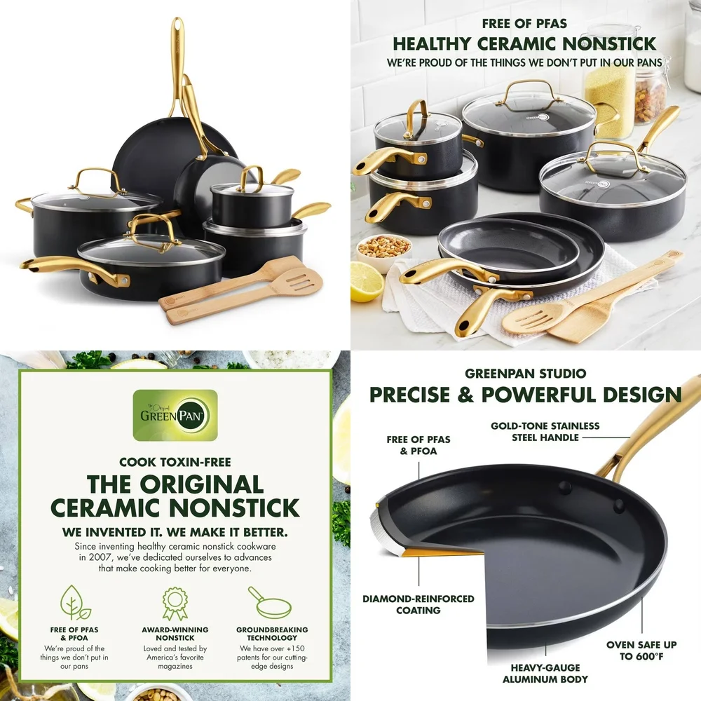 

Cookware Sets12 Piece Non Stick Cookware Set Black Modern Kitchen Collection