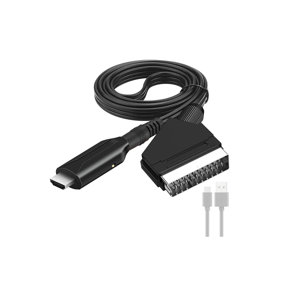 

10pcs 1M HDMI-compatible to Scart Cable Portable 1080P Video Audio Adapter Converter Cord Wires with USB Cable for HD TV Lines