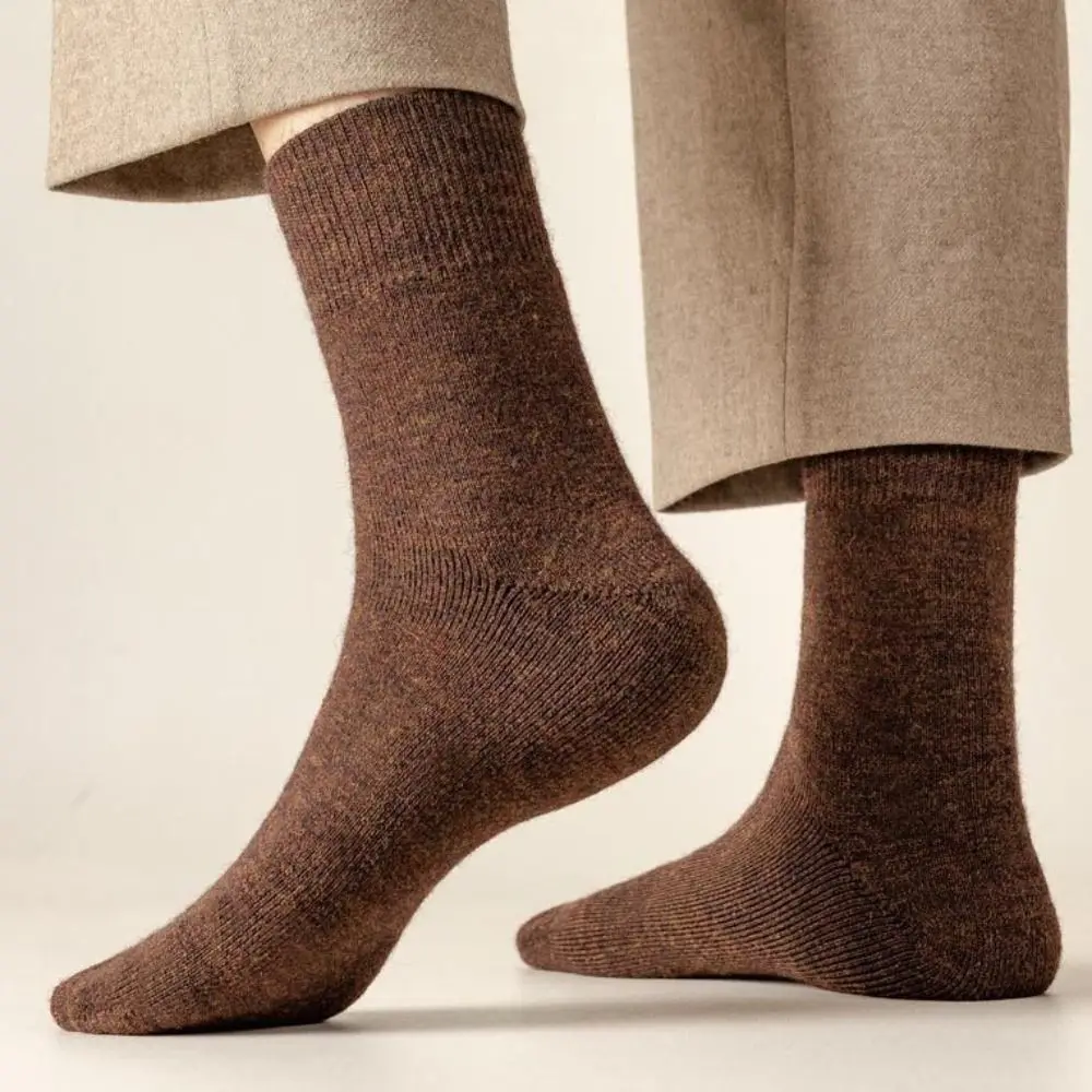 

Foot Protection Thick Thermal Winter Warm Socks Soft Breathable Wool Socks Mid-Calf Length Solid Color Boot Socks Outdoor