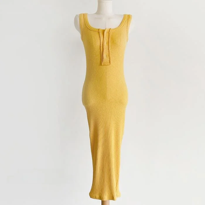 5STUDIO Vestido f de aodão com botão de cintura alta, estilo doce, sem mangas, clavícula, temporada de verão, saia ...