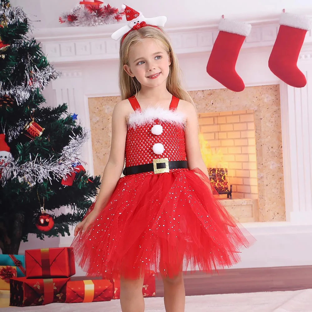 

Christmas costume for girls cosplay Santa Claus costume female character outfit tulle skirt