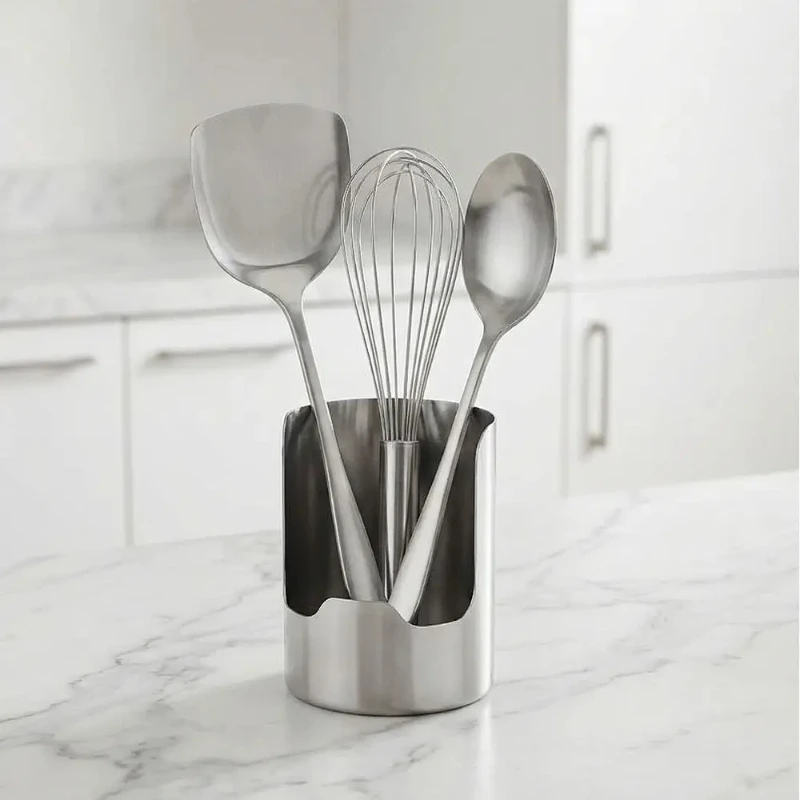 Stainless Steel Spoon Holder Easy To Clean Heat-resistant Soup Spoon Rack Stainless Steel Spatula Holder Dinning Table