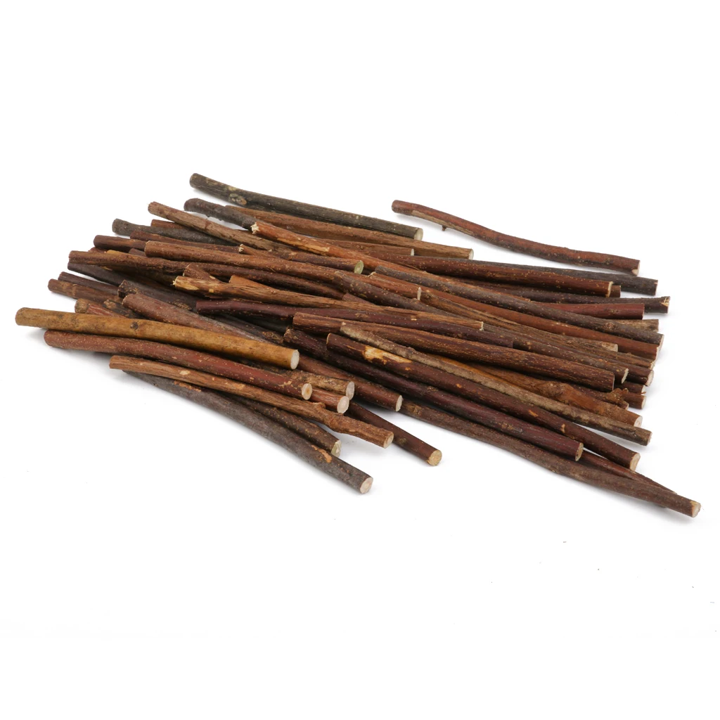 iDeal 100pcs Boxwood Natural Wood Stick Branch for DIY Art Craft Decor Pet Mouse Rabbit Snacks Tree Branch Chew Play Toy