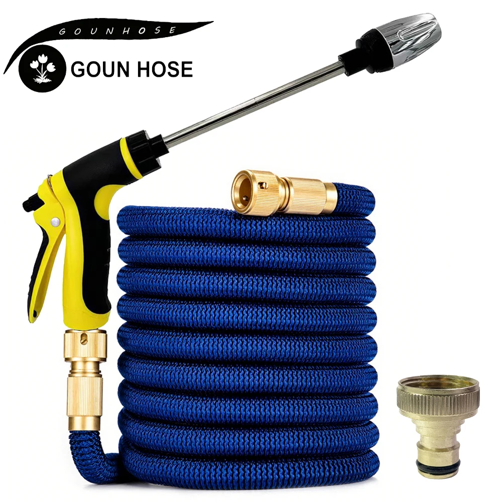 

25-125 футов садовый поливочный шланг, расширяемый биметаллический шарнир, садовый ирригационный шланг для фермы, автомойка, водяной пистолет высокого давления Waterin