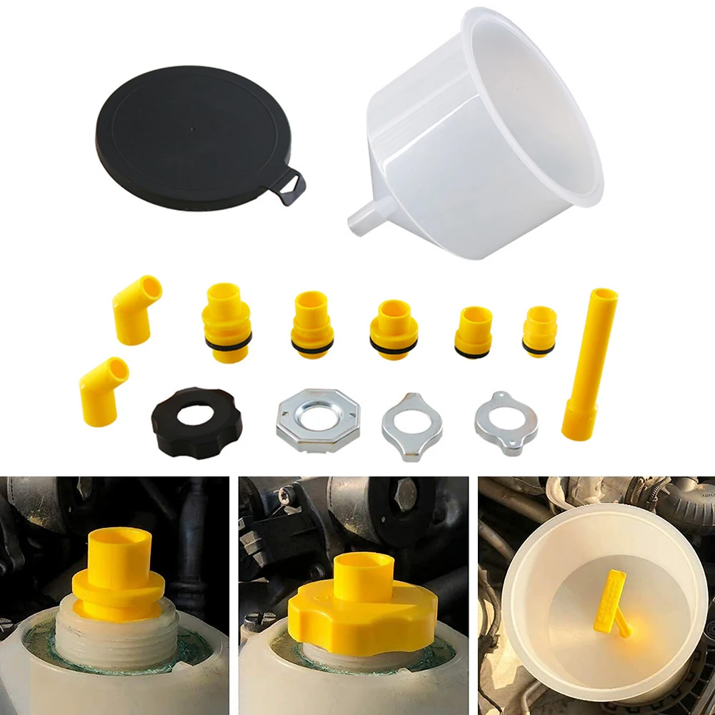 15pcs Spill Proof Radiator Coolant Filling Funnel Kit Car Auto Fluid Cooling Coolant Funnel Kits High-end Coolant Funnel Kit