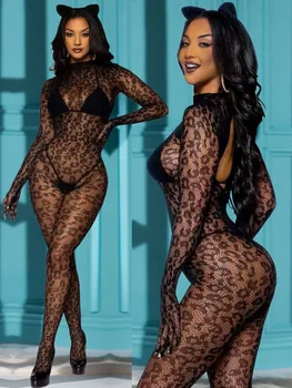 الملابس الداخلية النسائية مثير بيبي دول الملابس الداخلية قميص Catsui ملابس غريبة ازياء مثير طقم داخلي للجسم ليوبارد بدلة للجسم ارتداءها