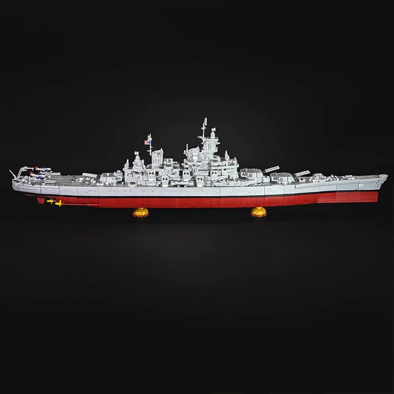 BuildMoc Military World War II USS Lowa BB-61 Battleships Building Blocks Warship Ship Boat Bricks Toys Children Birthday Gifts