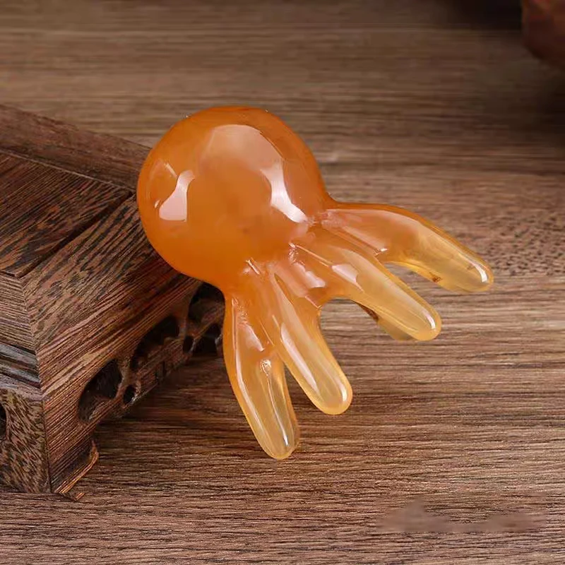 Fatigue Relief Massage Combs Resin Octopus Shaped Head Meridian Acupoint Combs Prong Head SPA Gua Sha Deep Massage Tools