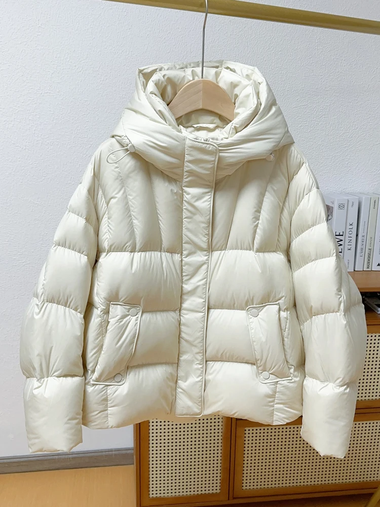 Jaqueta puffer ultra leve para mulheres, parkas quentes e grossas, casaco solto, pena de pato branco 90%, novo, 2021