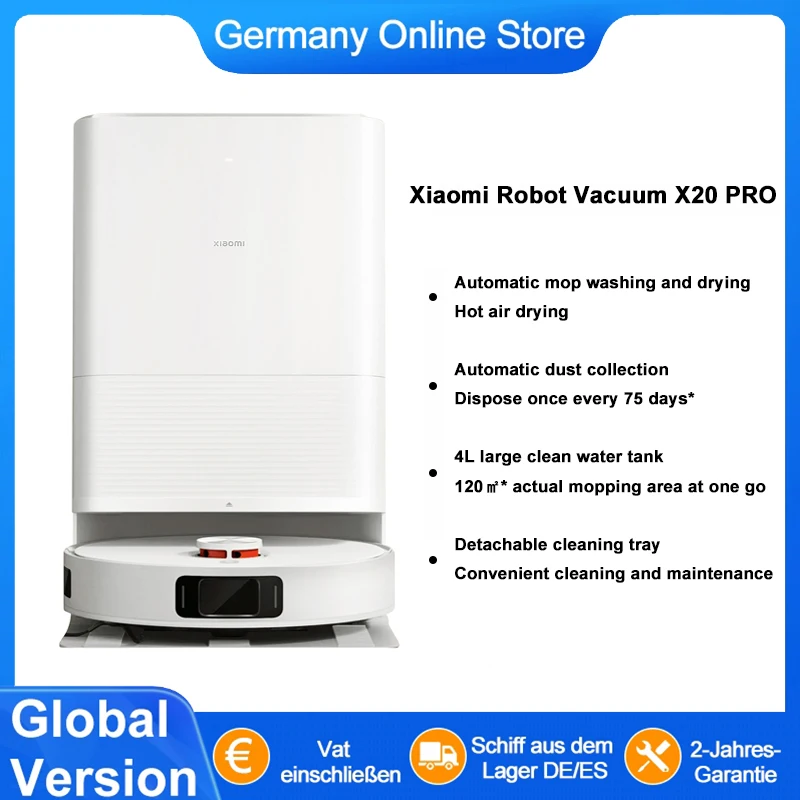 Global Version Xiaomi X20 Pro Robot Vacuum Automatic Mop Washing and Drying Dust Collection Convenient Cleaning and Maintenance