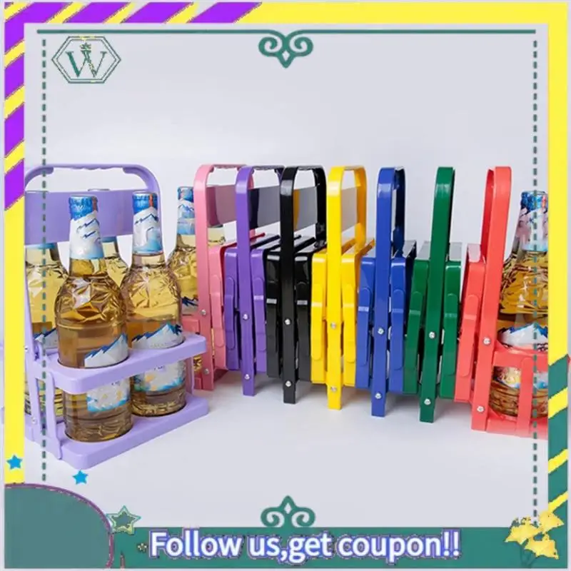 Portabebidas de plástico plegable mejorado con 4 agujeros, soporte para bebidas reutilizable con asa, soporte para bebidas portátil