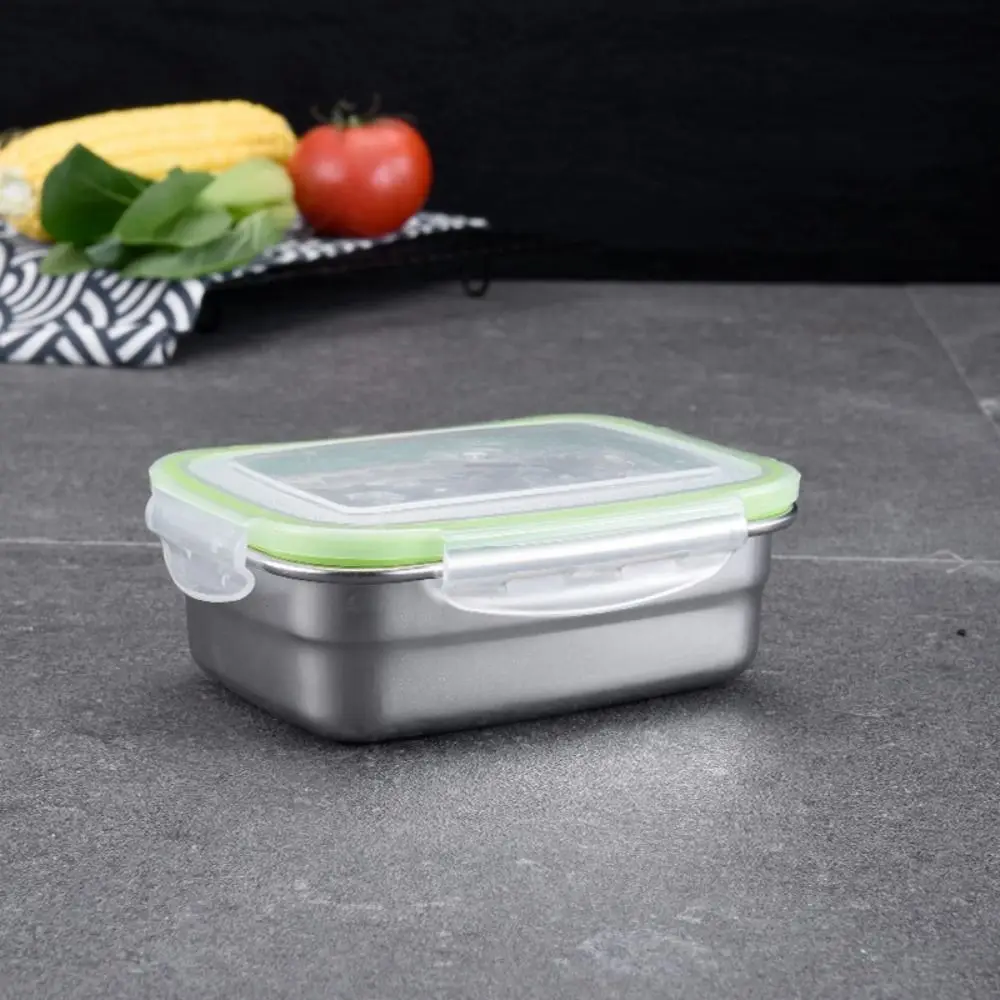 

304 Stainless Steel Fresh-keeping Box Leak Proof with Sealed Lid Food Storage Container Rectangular Lunch Box Picnic