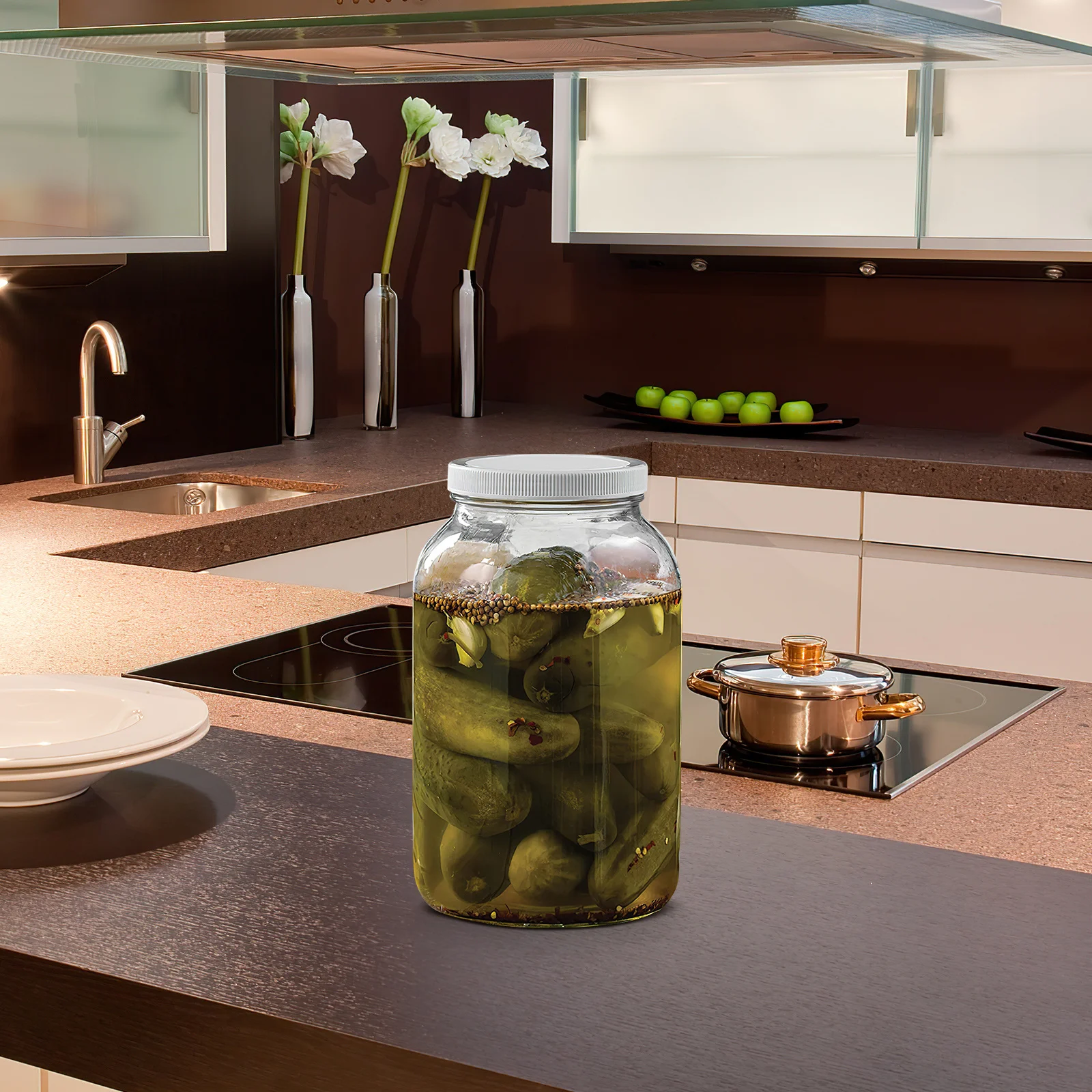 

Large Glass Jar Wide Mouth Airtight Plastic Lid Brewing Fermenting Pickling Canning Storage Kitchen Canisters Air Tight Jar