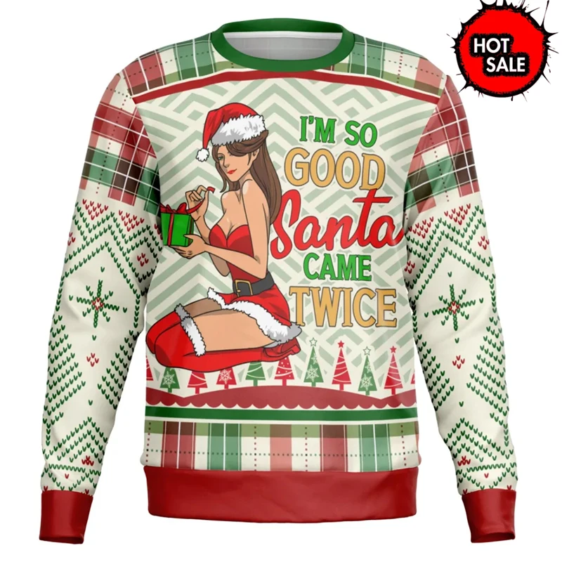 Unisex Ugly Christmas Print Pullover Sweater For Men Women 3D Santa Claus Printed Autumn Sweaters Funny Round Collar Sweatshirts