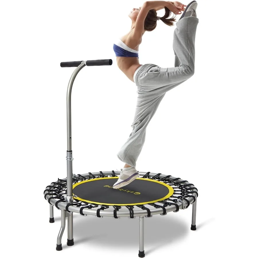 

Foldable Mini Trampoline Fitness Rebounder with Adjustable T-Bar Handle - Exercise Trampoline for Adult - Fitness Trampoline