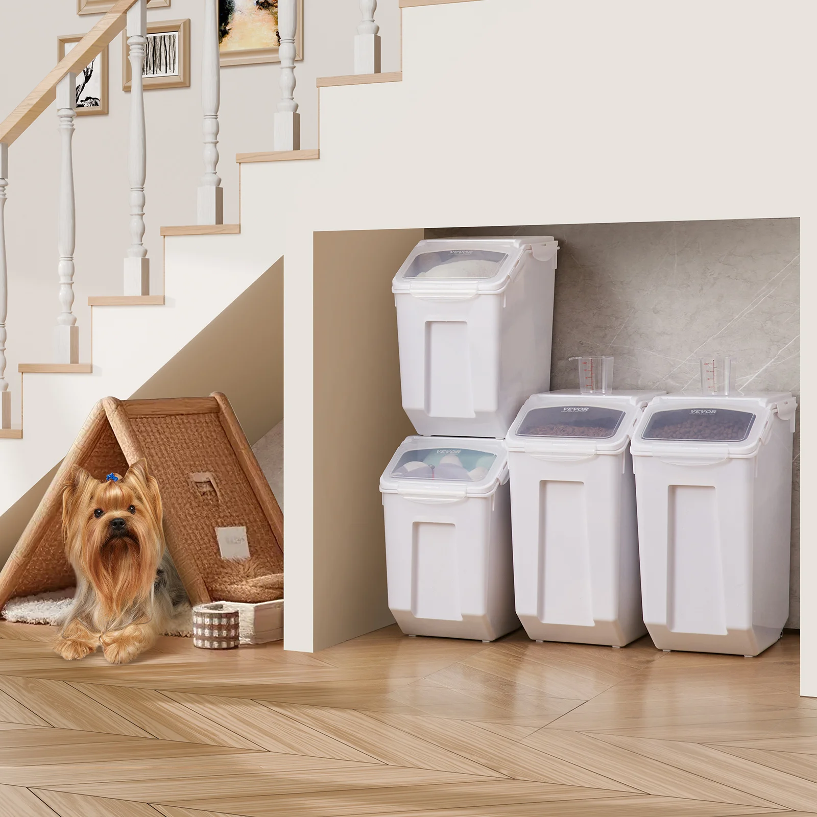 VEVOR 3.5Galx2 + 4.5Galx2 Ingredient Storage Container Airtight Kitchen Bin