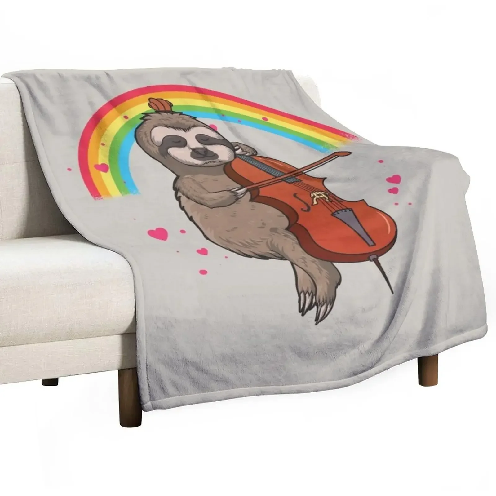 Funny Sloth Cello Player Gift Throw Blanket Tourist Blankets For Baby Blankets