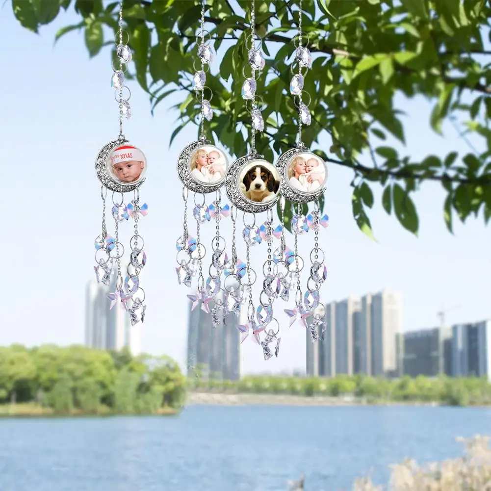 Sublimation Moon Suncatcher Faux Crystal Prism Rainbow Maker Heat Transfer Aluminum Sheet Home Garden Hanging Decoration