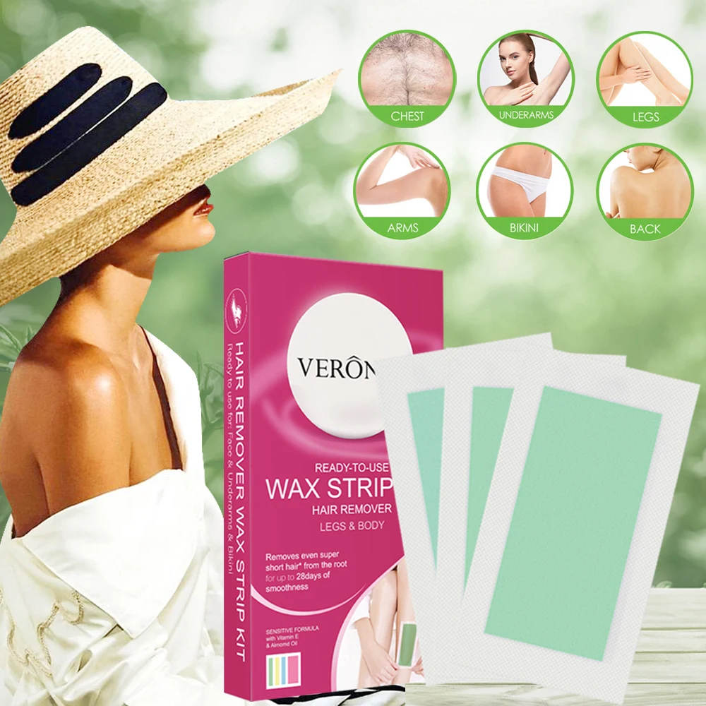 

20 Pcs Wax Strips Hair Removal For Leg Body Facial Eyebrow For Women And Men Painless Depilatory Paper Strips Double Sided Use