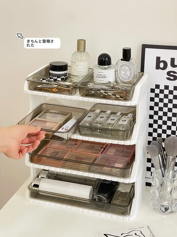 

Многофункциональный органайзер для косметики и канцелярии на рабочий стол, прямоугольный, пластиковый, с пылезащитным чехлом