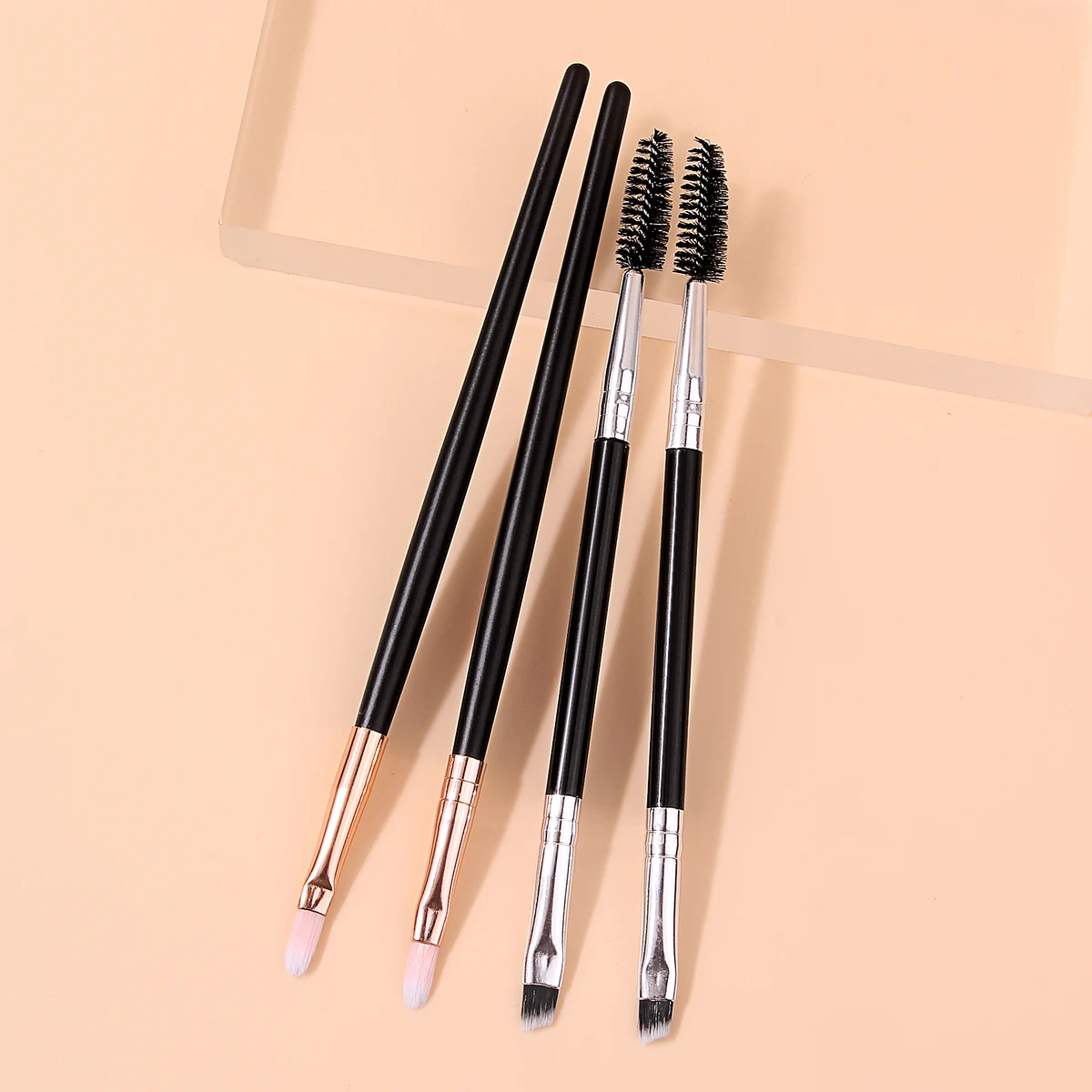 4Pcs Eyebrow&Lip Makeup Brush Set,Eyebrow Shaping&Blending, Portable Precision Eye‑Lip Cosmetic Tools for Women Makeup Beginners