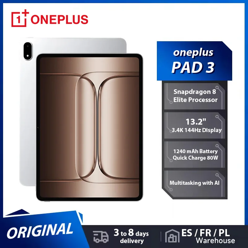 OnePlus Pad 3 tablette Snapdragon 8 Elite processeur 13.2 "3.4K 144Hz affichage 12140 mAh batterie Charge rapide 80W AI travail de bureau