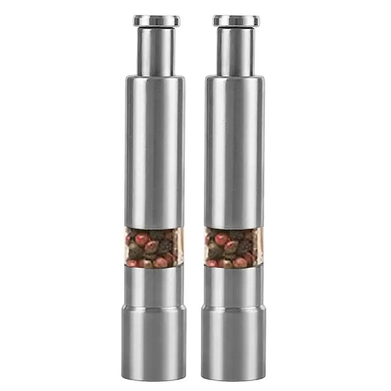 Thumb Pepper Grinder Stainless Steel Salt Grinder Pepper Mill Single Hand Mini Salt And Pepper Grinder Set