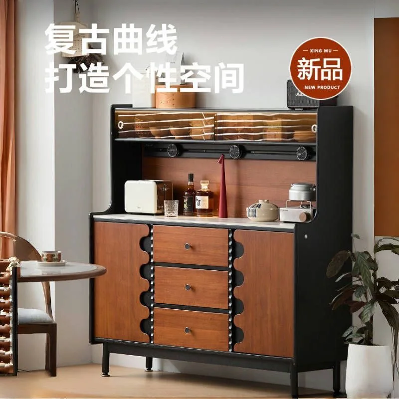 Slate solid wood dining side cabinet American integrated storage against the wall Coffee storage cabinet tea cabinet