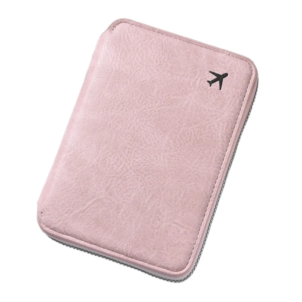 

Fashion Solid Color PU Passport Bag RFID Anti-theft Airplane Check-in Passport Clip Purse Multifunctional Card Storage Bag Men