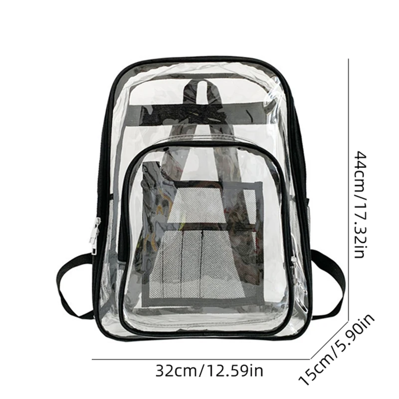 Transparent School Bag PVC Clear Backpack Travel Knapsack Bookbag Waterproof Beach Bags Large Capacity Zipper Pack for Out Work