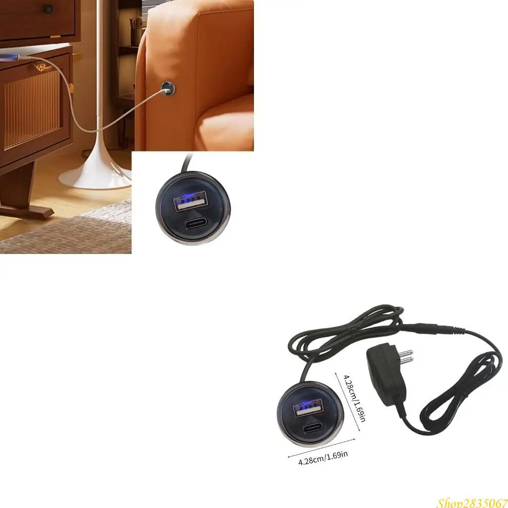 

Practical Furniture Mounted Power Charging with 2 Fast Charging Ports and Charging Ports Hide Electrical Integration 831F