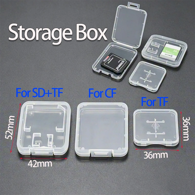 1/2/5PCS Transparent Storage Memory Card Box For TF Packaging Storage Box SD+TF CF Card Plastic Dust Box