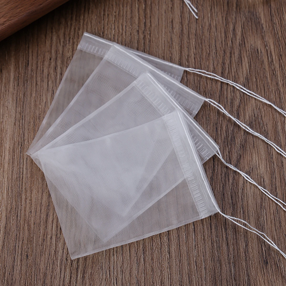 500PCS Reusable Transparent Nylon Tea Bags Empty Tea Bags Loose Tea Bags with String Heal Seal Tea Filter Bag for Spice Herb