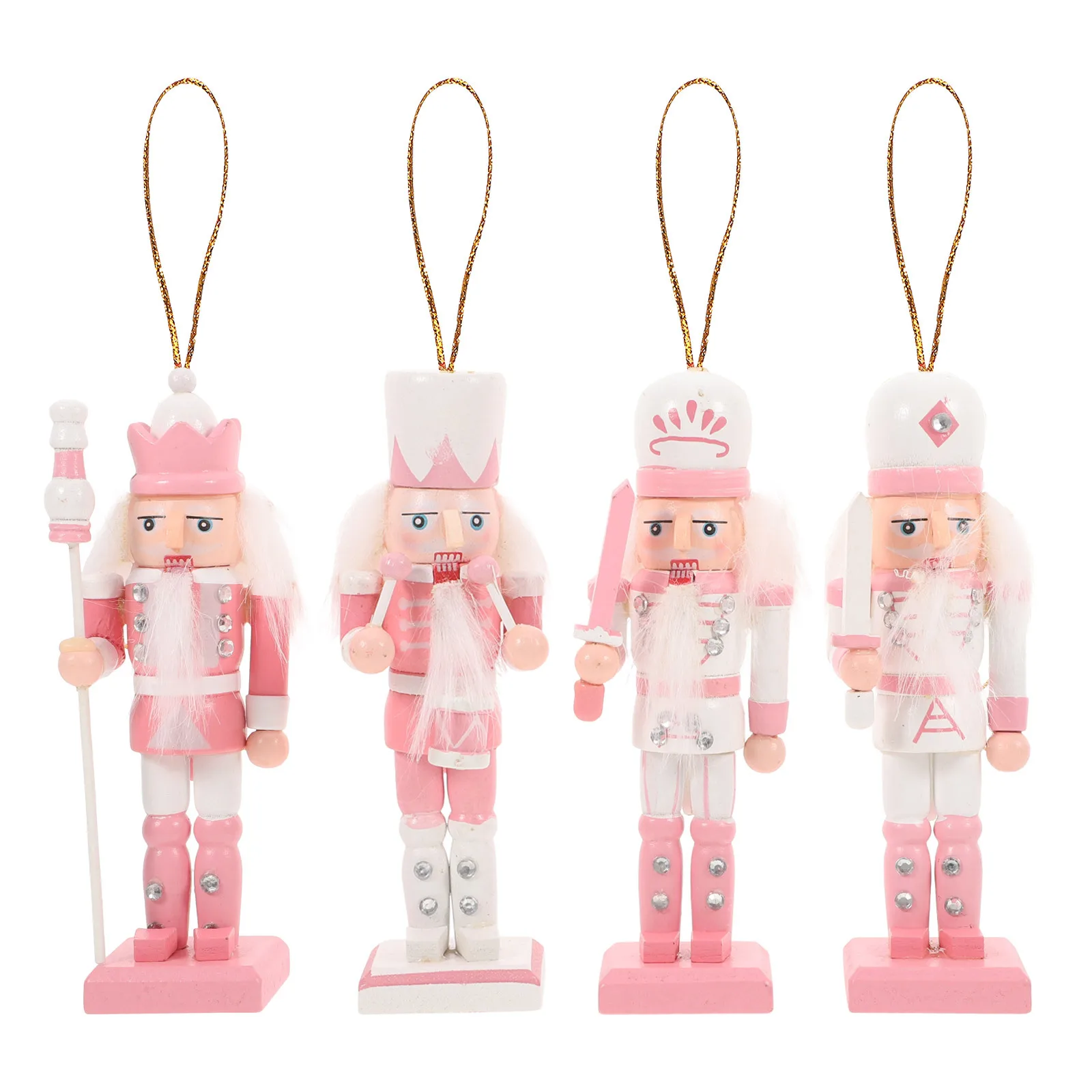 

4Pcs Christmas Nutcracker Decoration Wooden Xmas Nutcrackers Desktop Hanging Ornaments Holiday Home Office Cafe Decor