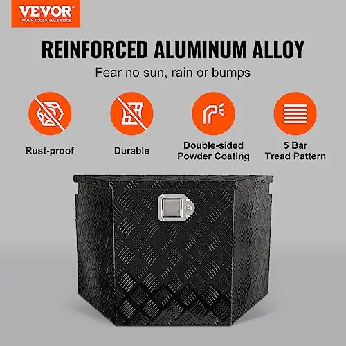 Trailer Tongue Box, Heavy Duty Trailer Tongue Tool Box Storage Organizer with Lock & Keys, Utility Tool Chest for Pickup