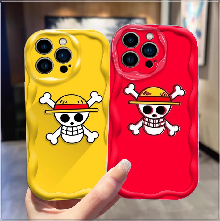 One Piece Anime Cartoon Logo For Apple iPhone 15 14 13 12 11 XS XR X Pro Max Plus Wave Oil TPU Phone Case