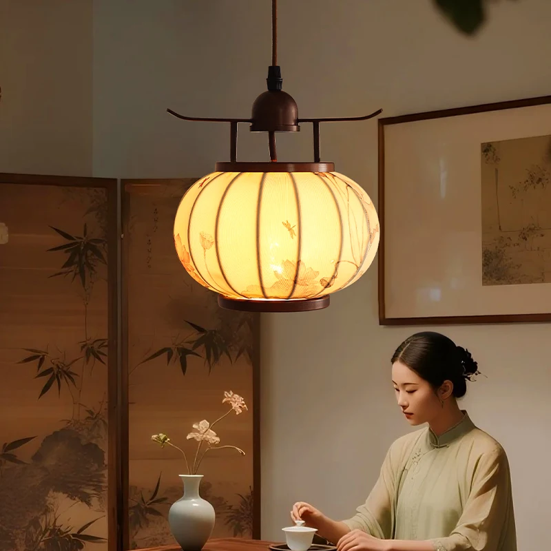 Song Meixue small chandelier retro zen tea room study bedroom bedside lamp