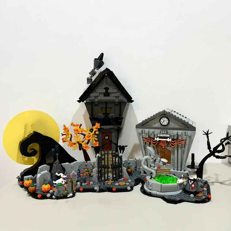 Ideas Nightmare Before Christmas House Building Blocks Set Ghost Pumpkin 21351 Bricks Halloween Birthday Toy Gifts For Children